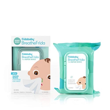 Frida Baby Breathefrida Toddler & Baby Nose Wipes - Gentle, Saline Wipes for Chest and Nose, 30 Coun...