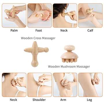 AiRelax 7 Pack Wood Therapy Massage Tools for Body Shaping Set, Cellulite Massager,Maderoterapia Kit Colombiana,Lymphatic Drainage Massager Tools for Neck Back Waist Pain Relief Valentine's Day Gifts