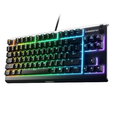 SteelSeries Apex 3 TKL RGB Gaming Keyboard - Compact Tenkeyless with RGB Illumination, Water Resista...