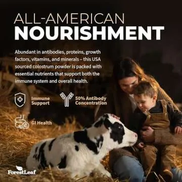 ForestLeaf Colostrum Powder 50% IgG Highest Pure Concentration, Grass Fed Colostrum Supplement for Gut Health, Immune Support and Muscle Recovery, Bovine Colostrum for Humans, Unflavored, 45 Servings