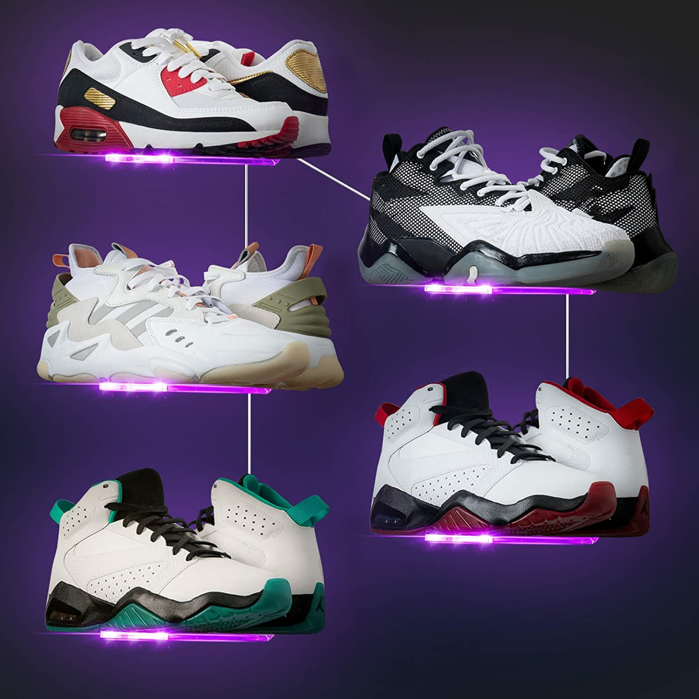 LED Floating Shoe Shelf Set of 5 with Glow Options