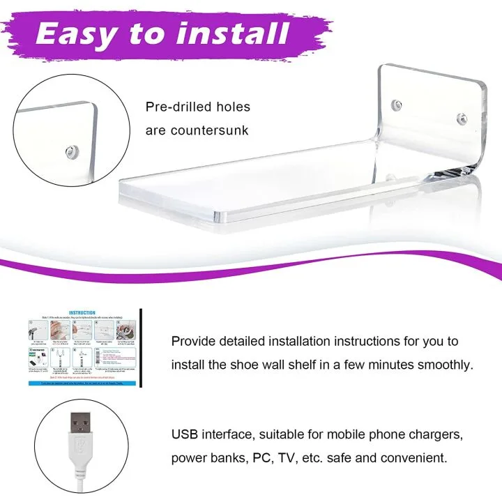 LED Floating Shoe Shelf Set of 5 with Glow Options