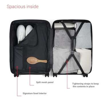 Bugatti Nashville Collection 3 Piece Hard Shell Luggage Set, Expandable Suitcases with 360-Degree Spinner Wheels, Retractable Handle, 20 Inch Carry On, 24 Inch Mid-size, 28 Inch Large Bags, Navy