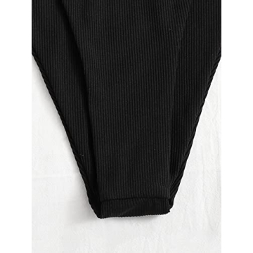 Verdusa Women's 2 Piece Triangle Bikini High Cut Bathing Suit Swimwear Black S