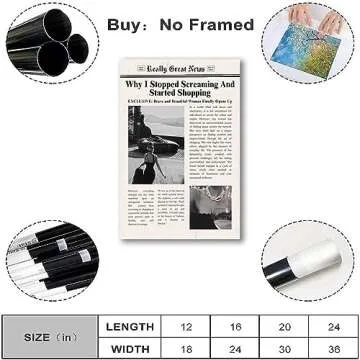 Ureyo Vintage Funky Canvas Wall Art Trendy Girl Inspirational Quotes Poster Black and White Newspape...