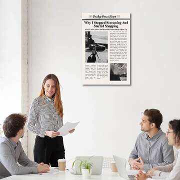 Ureyo Vintage Funky Canvas Wall Art Trendy Girl Inspirational Quotes Poster Black and White Newspapers Disco Bar Cart Prints Modern Preppy Wall Decor for Dorm Apartment Bedroom