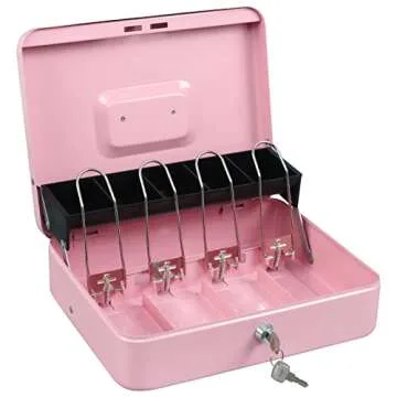 xydled Cash Box with Tiered Design and Key Lock