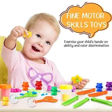 74 Pieces Counting Sorting Bears Fine Motor Skills Handy Scoopers Set Includes 60 Cute Rainbow Sorting Bears, 6 Jumbo Tweezers, 2 Scissors Clips and 6 Colorful Cups for Children Over 6