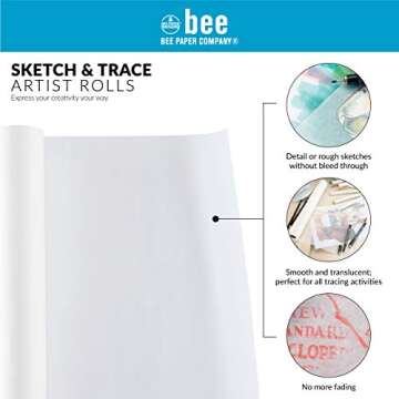 Bee Paper White Sketch and Trace Roll, 18-Inch by 20-Yards