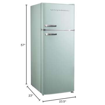 Frigidaire EFR753 Retro Apartment Size Refrigerator with Top Freezer - 2 Door Fridge with 7.5 Cu Ft of Storage Capacity, Adjustable Spill-Proof Shelves, Door & Crisper Bins, Mint