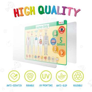 Merka Placemats for Kids, 4 Pack Educational Placemats for Dining Table, No-Slip, Washable, Reusable...