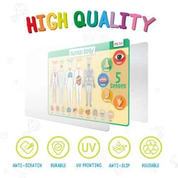 Merka Placemats for Kids, 4 Pack Educational Placemats for Dining Table, No-Slip, Washable, Reusable...