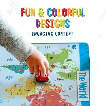 Merka Placemats for Kids, 4 Pack Educational Placemats for Dining Table, No-Slip, Washable, Reusable, Learning Solar System, Human Body Chart, World Geography, and USA Map