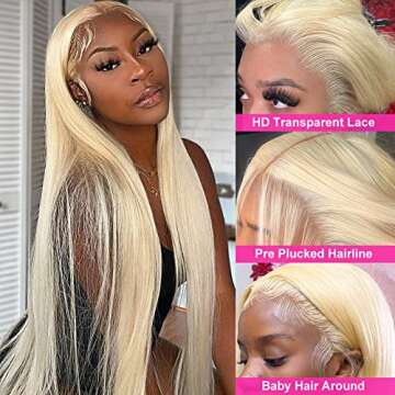 28 Inch 613 Blonde Lace Front Wigs Human Hair Straight Blonde 13x4 HD Lace Front Wigs Human Hair Pre...