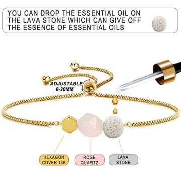Jardme Essential Oil Diffuser Bracelets, 14K Gold Link Bracelets for Women, Birthday Gifts for Women Mom