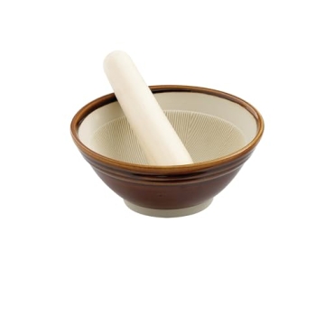 Helen’s Asian Kitchen Suribachi Set - Ceramic Mortar Bowl with Wooden Pestle