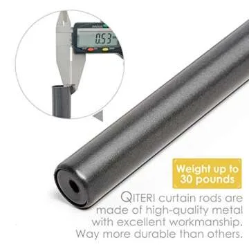 QITERI Adjustable Drapery Window Curtain Rod - Stylish & Durable