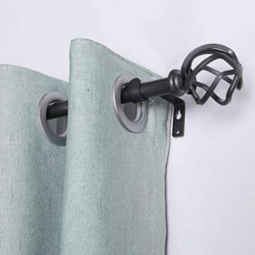 QITERI Drapery Window Curtain Rod,3/4" Diameter Single Curtain Rod with Twisted Cage Finials,Adjustable Length from 48" to 86",Pewter,2 Pack