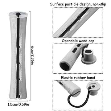 WILLBOND 60 Pcs Perm Rods Natural Long Short Hair Perm Rods with Elastic Rubber Band Non Slip Plasti...