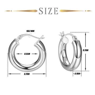 Milacolato 925 Sterling Silver Hoop Earrings High Polished 18K Gold Plated Round-Tube Thick Chunky Click-Top Light-weight Hoop Earrings for Women
