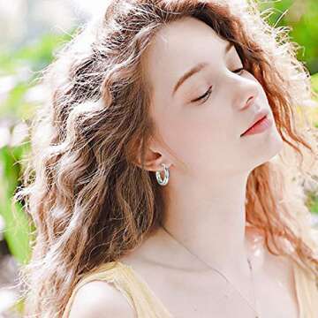 Milacolato 925 Sterling Silver Hoop Earrings High Polished 18K Gold Plated Round-Tube Thick Chunky Click-Top Light-weight Hoop Earrings for Women