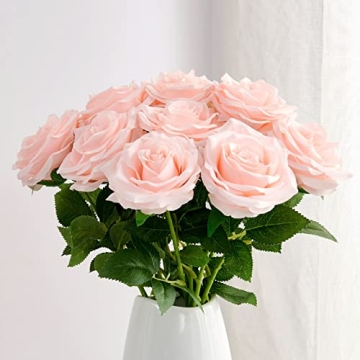 IUKnot 10pcs Faux Rose Bouquet for Weddings and Decor