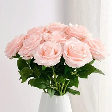IUKnot 10pcs Faux Rose Bouquet for Weddings and Decor