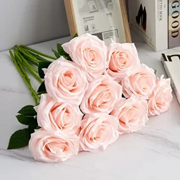 IUKnot 10pcs Faux Rose Bouquet for Weddings and Decor