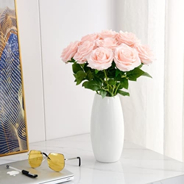 IUKnot 10pcs Faux Rose Bouquet for Weddings and Decor