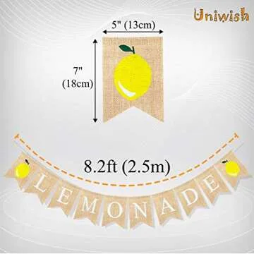 Uniwish Burlap Lemonade Banner for Summer Fun