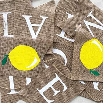 Uniwish Burlap Lemonade Banner Lemonade Stand Decorations Garland Lemon Theme Baby Shower Birthday Party Supplies Vintage Rustic Hanging Bunting Flag