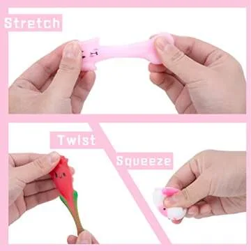 LovesTown 30PCS Mochi Squishies Toys, Mini Kawaii Squishies Stress Relief Fidget Toys for Goodie Bag Fillers Party Favors