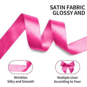 Seimneire Hot Pink Satin Ribbon 1 Inch 25 Yards Quality