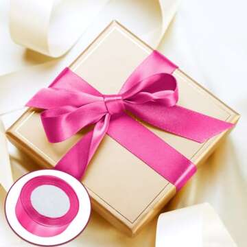 Seimneire Hot Pink Satin Ribbon 1 Inch 25 Yards Quality