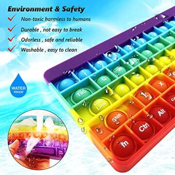 Exun Push Pops Bubble Fidget Sensory Toys Rainbow Popping Silicone Game Toy Anxiety & Stress Reliever Autism Toy for Kids and Adults Anxiety ADHD ADD Autism (Keyboard)