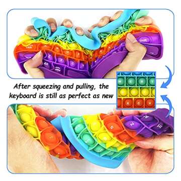 Exun Push Pops Bubble Fidget Sensory Toys Rainbow Popping Silicone Game Toy Anxiety & Stress Reliever Autism Toy for Kids and Adults Anxiety ADHD ADD Autism (Keyboard)