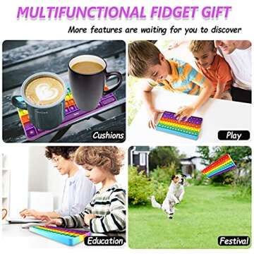 Exun Push Pops Bubble Fidget Sensory Toys Rainbow Popping Silicone Game Toy Anxiety & Stress Reliever Autism Toy for Kids and Adults Anxiety ADHD ADD Autism (Keyboard)