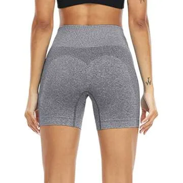 SALSPOR Workout Shorts Women, High Waist Seamless Gym Spandex Shorts(A,Dark Gray,M)