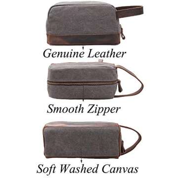 Vintage Leather Canvas Travel Toiletry Bag for All
