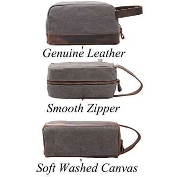 Vintage Leather Canvas Travel Toiletry Bag for All
