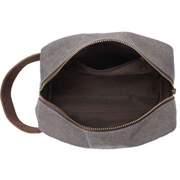 Vintage Leather Canvas Travel Toiletry Bag for All