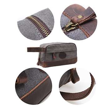 Vintage Leather Canvas Travel Toiletry Bag for All