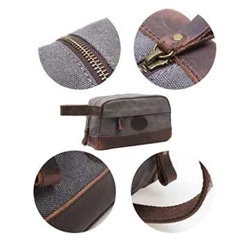 Vintage Leather Canvas Travel Toiletry Bag for All