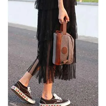 Vintage Leather Canvas Travel Toiletry Bag for All