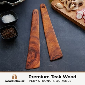 12-inch Teak Wood Spatula Set for Versatile Kitchen Use