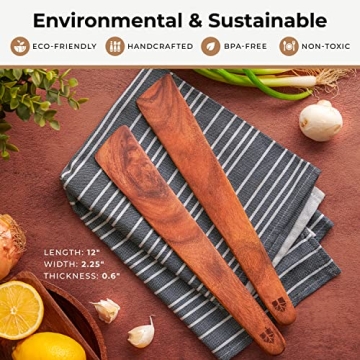 12-inch Teak Wood Spatula Set for Versatile Kitchen Use