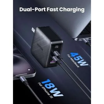 UGREEN 65W USB C Charger 4 Ports USB C Power Adapter GaN PD Fast Wall Charger Compatible with MacBook Pro/Air M2, Dell XPS, iPad Pro/Air, iPhone 16/15/14, Galaxy S24/S23, Steam Deck, and More