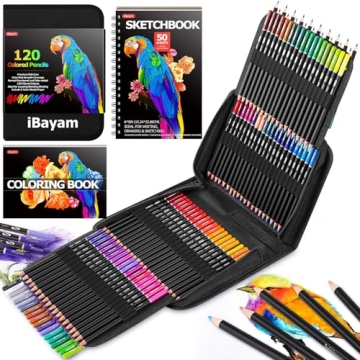 iBayam Art Supplies Sketching Kits, 123-Pack Colored Pencils Set with 3-Color Sketch Book, Coloring ...