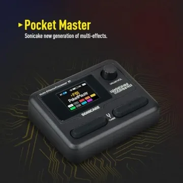 SONICAKE Pocket Master-Portable Multi Effects Pedal, 100+ Built-in Guitar/Bass/Acoustic Effects, Amp Modeling, IR Cabinets Simulation, Stereo OTG USB Audio Interface, Rechargeable Guitar Pedal (Black)