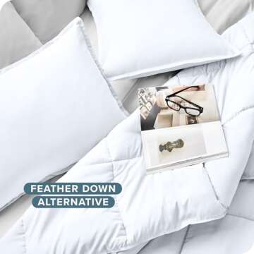 Bare Home Comforter Set - Full Size - Ultra-Soft - Goose Down Alternative - Premium 1800 Series - All Season Warmth (Full, White)